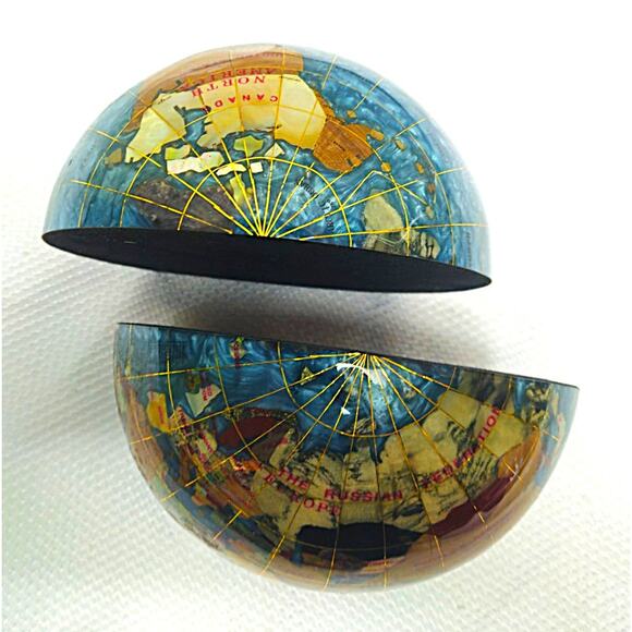 Gemstone Globe Bookends Mother of Pearl - Picture 3 of 5